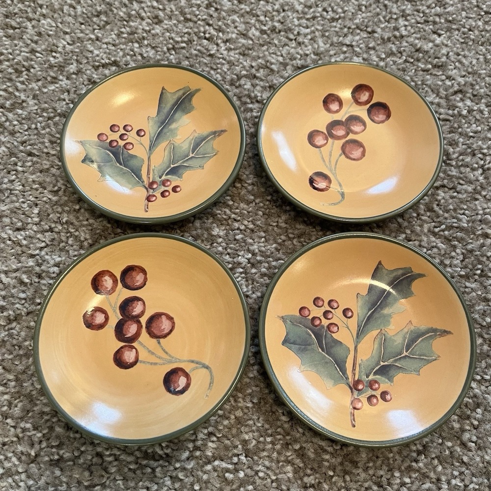 Holiday Harvest Condiment Dishes Tapas Olive Set Of 4 Holly Berry Dessert